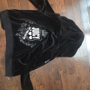 Black juicy couture zipper hoodie with rhinestones